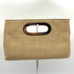 MICHAEL KORS Berkley Straw Clutch w/ Gold Handle NWOT